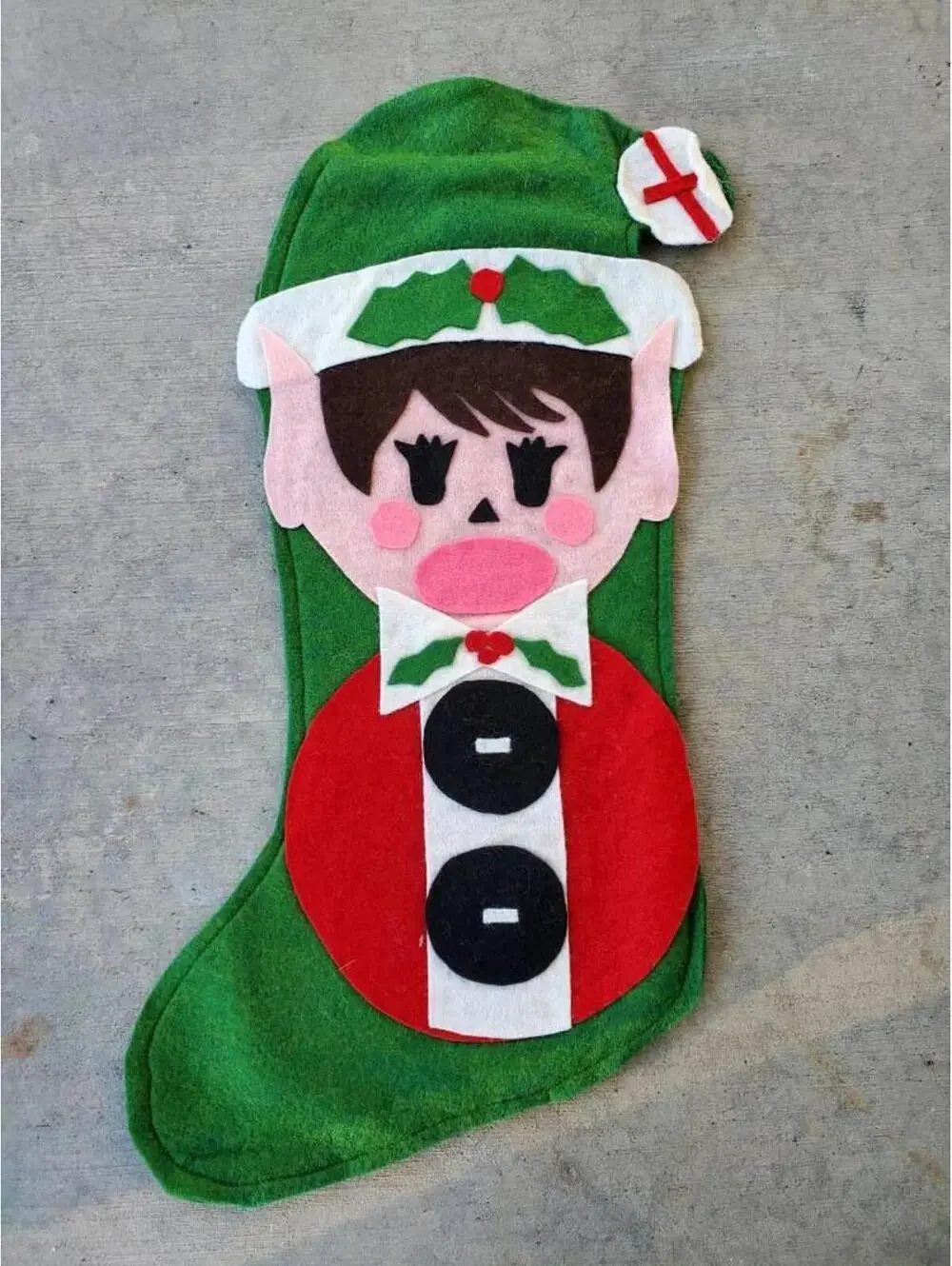 Old Family Christmas Stocking set of 4 Felt Holiday gift, Vintage Christmas
